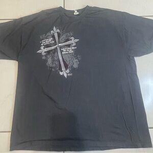 Vintage Jesus Hebrews 10 : 10 Bible Verse Cross T shirt Mens XXL Gray Christian